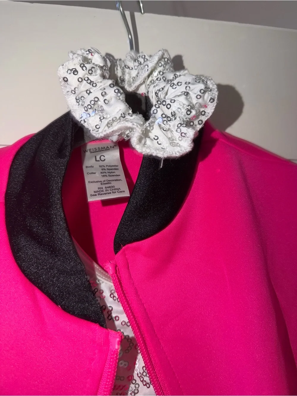 Weissman Pink, Black & White Colorblock Track Jumpsuit